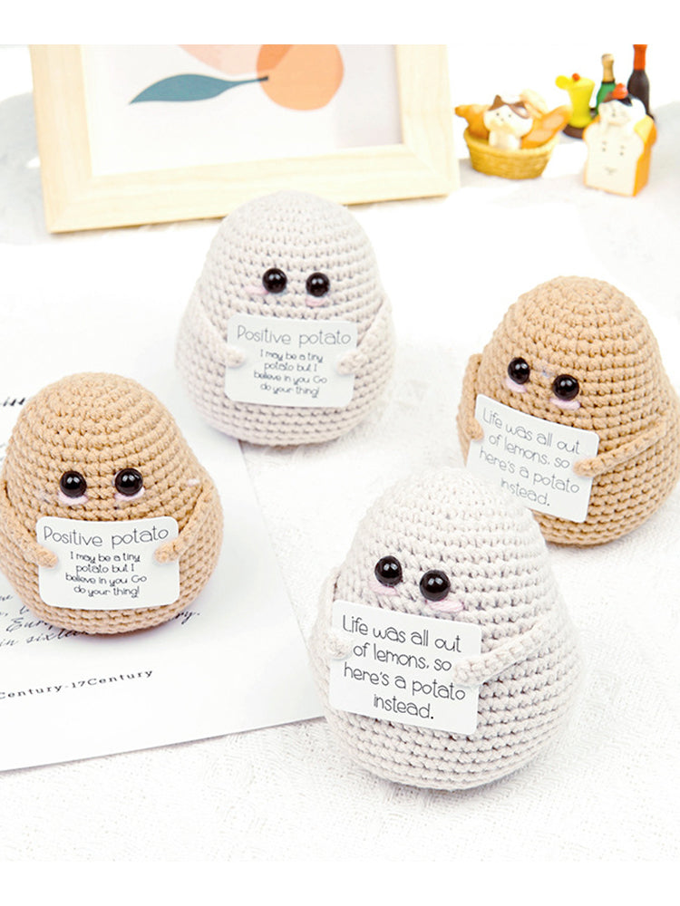 Handmade Crochet Potato with Encouragement Card