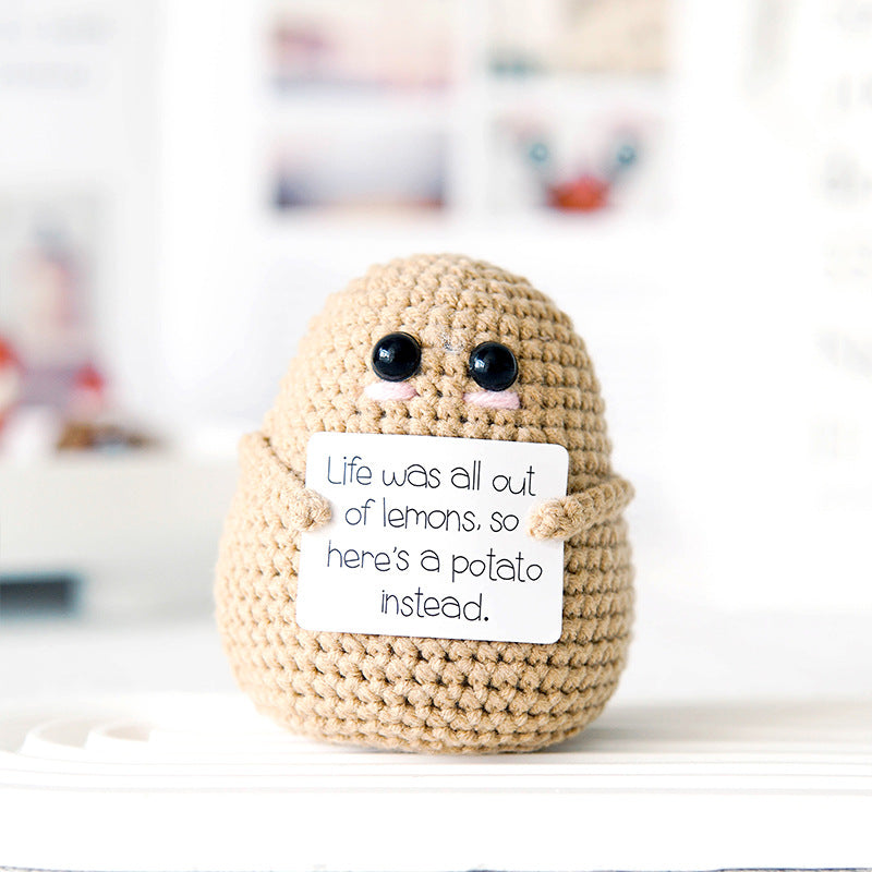 Handmade Crochet Potato with Encouragement Card