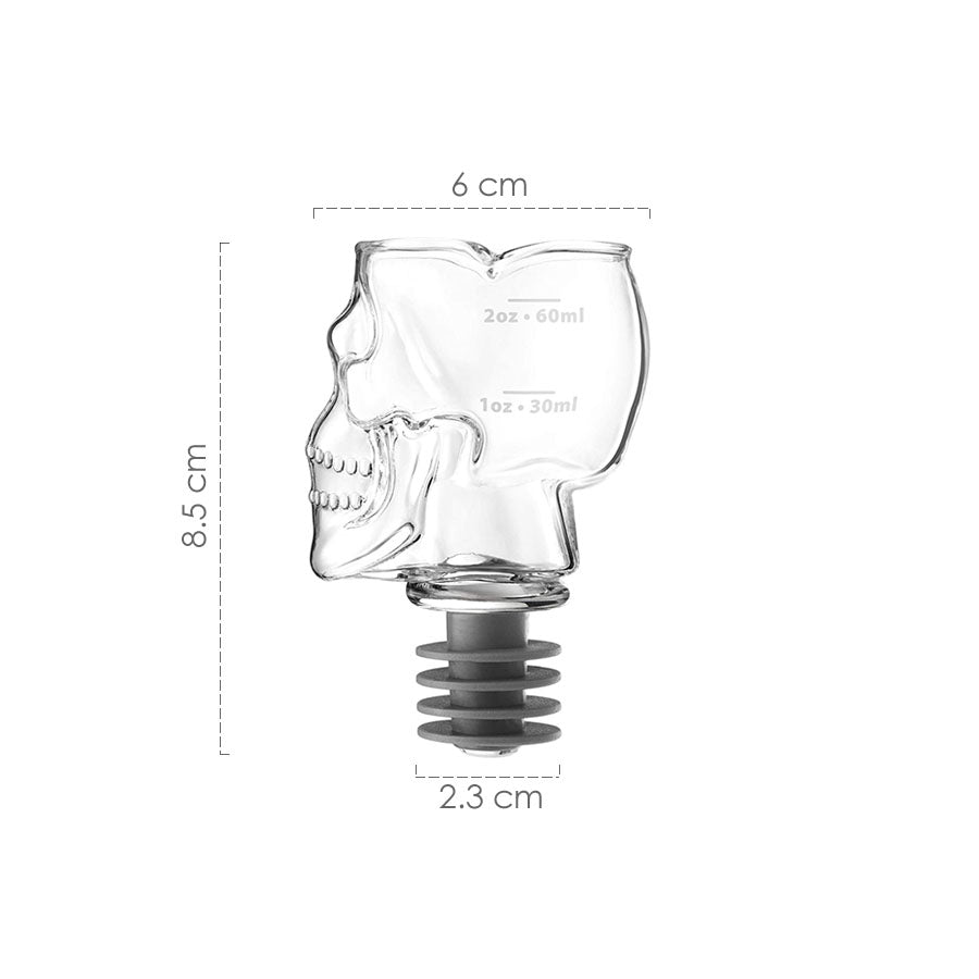 3-in-1 Skull Shot Glass & Bottle Stopper