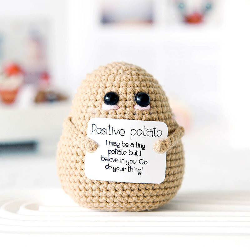 Handmade Crochet Potato with Encouragement Card