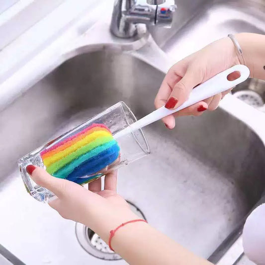 Rainbow Sponge Bottle Brush with Long Handle