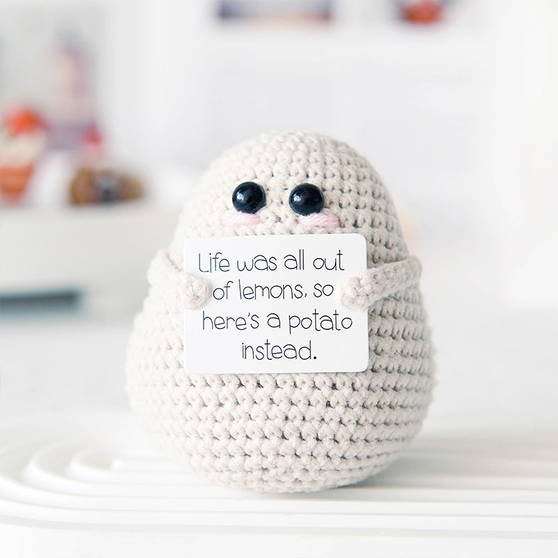 Handmade Crochet Potato with Encouragement Card