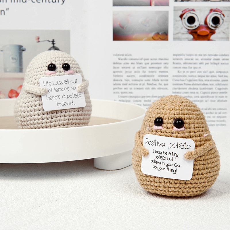 Handmade Crochet Potato with Encouragement Card