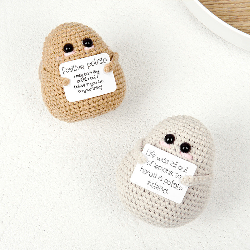 Handmade Crochet Potato with Encouragement Card