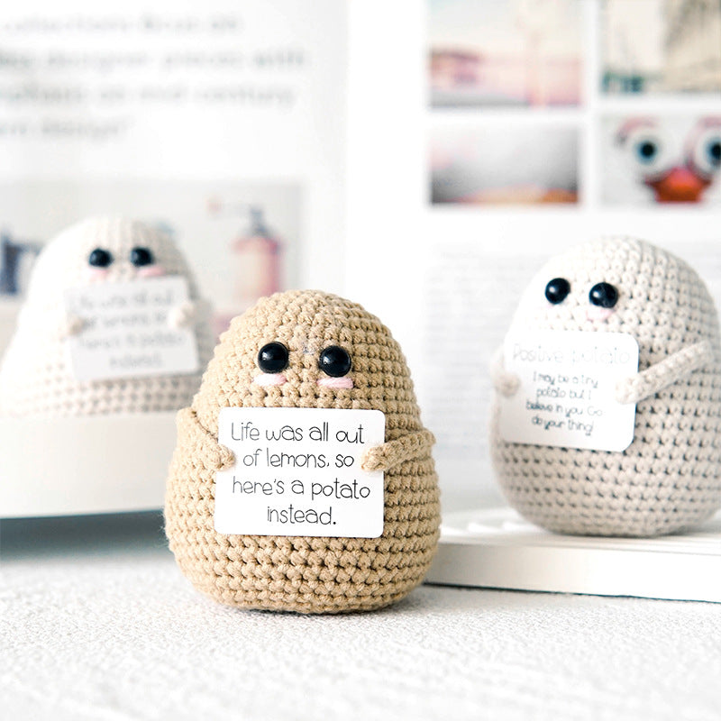 Handmade Crochet Potato with Encouragement Card